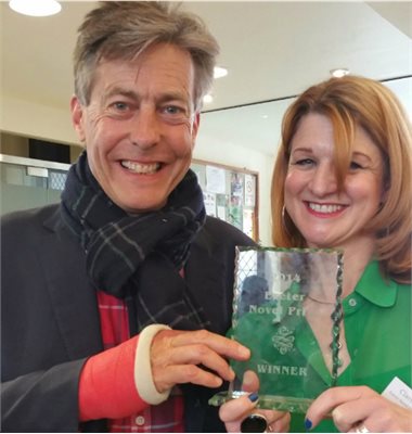 Clare Harvey holds Exeter Novel Prize award