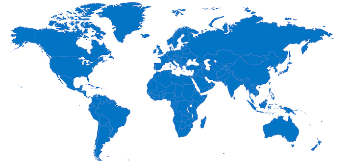 World map in blue