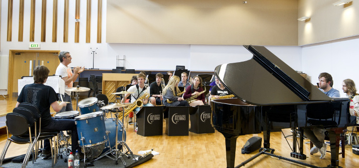 Moonlighters Big Band rehearsing in the Music Rehearsal Hall