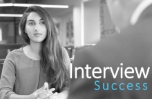 A woman having an interview with copy: interview success
