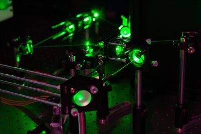Green lazers on dark fixings with exposed wire