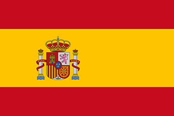 Spanish flag - red and yellow vertical stripes with crest sitting in yellow stripe