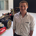 Charlie Martin pictured with the Lotus F1 car