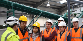 A group of undergraduate students on a field trip to Severn Trent Water.
