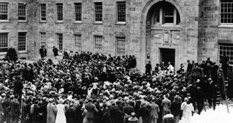 The crowd at the opening of Trent Building.