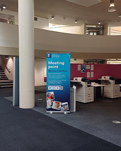 Meeting Point banner in George Green Library