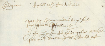 Example of Hugh Park's handwriting