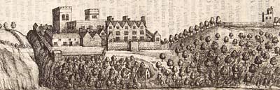 Etching showing Clifton Hall