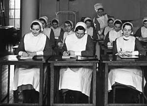 Classroom at Nurses' Memorial Home, Nottingham General Hospital, 1930s. Document reference MS 334/5/18