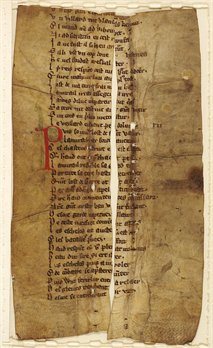 Fragment of the Gui de Warewic romance (Oakham Parish Library BX1756.J6)