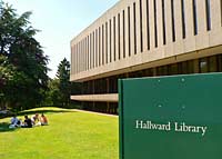 Photograph showing the exterior of Hallward Library