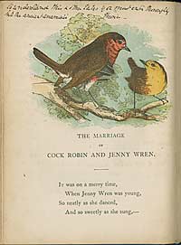 Illustrated poem called The Marriage of Cock Robin and Jenny Wren