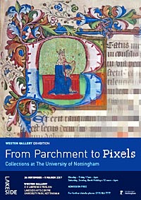 Exhibition poster for 'From Parchment to Pixels'