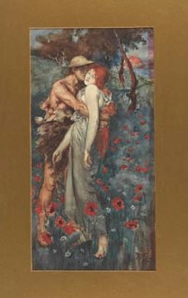 Watercolour copy by D.H. Lawrence of the painting 'An Idyll' by M. Greiffhagen, 1911