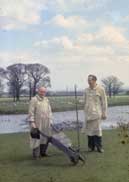J.D. Chambers and Philip Lyth dressed as 19th-century farm workers, c.1960