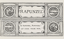 Title 'Rapunzel' with decorative border, taken from 'Household Stories: from the collection of the Brothers Grimm' (1963). PT2281.G3.Z