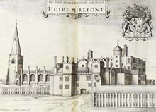Illustration of Holme Pierrepont Church published in 1677