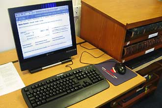 One of the computer terminals giving access to the University's catalogues