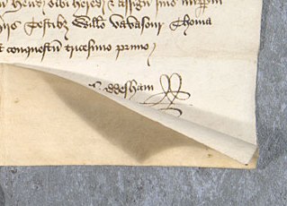 Signature of 'Froddesham', detail from Ne D 4662