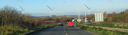 Turbines viewed from Nottingham Knight roundabout
