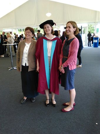 Dr Eleanor Rye with her two supervisors, Dr Jayne Carroll and Professor Judith Jesch