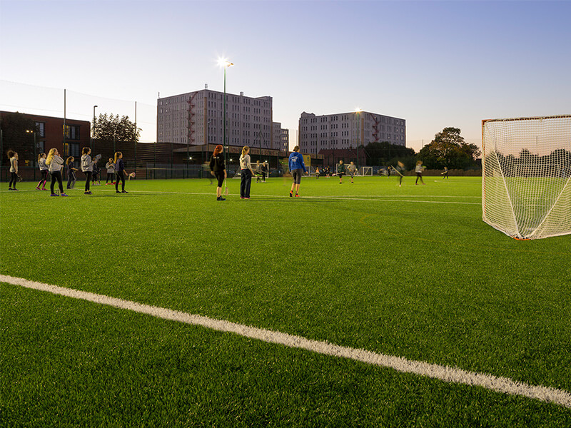 A team using the 3G floodlit pitch at Jubilee Sports Centre, located on Jubilee Campus