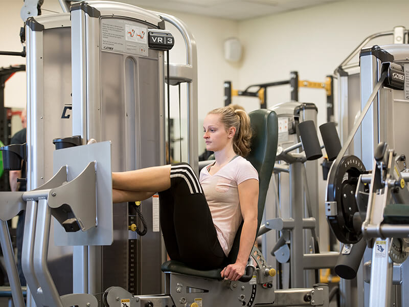 A student working out in our fitness suite at Sutton Bonington Sports Centre, located at Sutton Bonington Campus