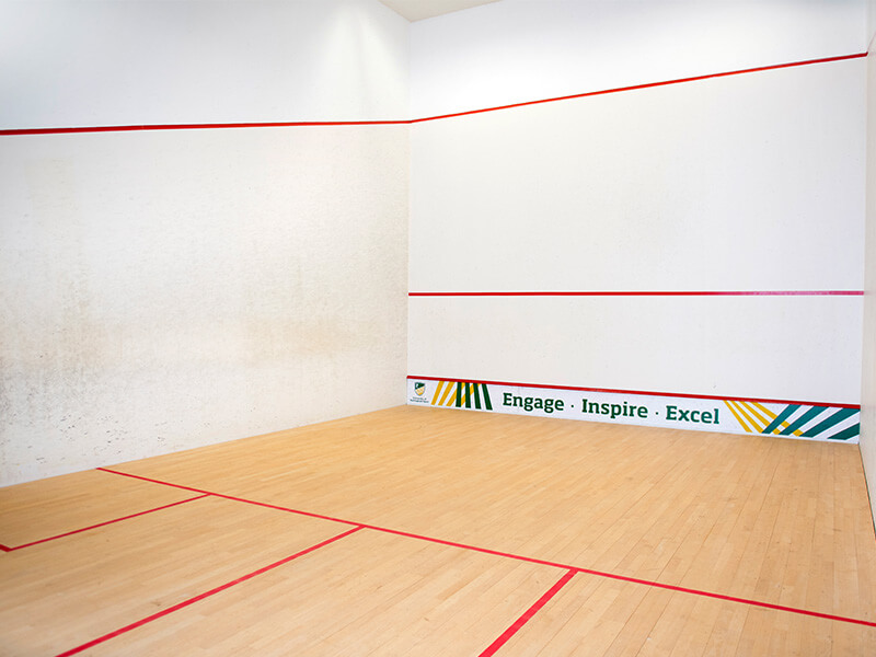 An empty squash court at Sutton Bonington Sports Centre, located at Sutton Bonington campus