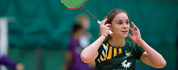 A female badminton player representing the University of Nottingham