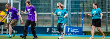 Staff take part in egg and spoon race at Staff Sports Day