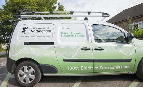 Electric van used by University Estates and Catering staff