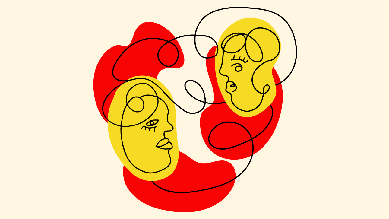 Line drawing of two faces