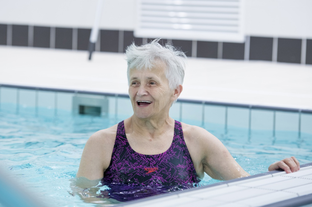 Mature lady in a swimming pool