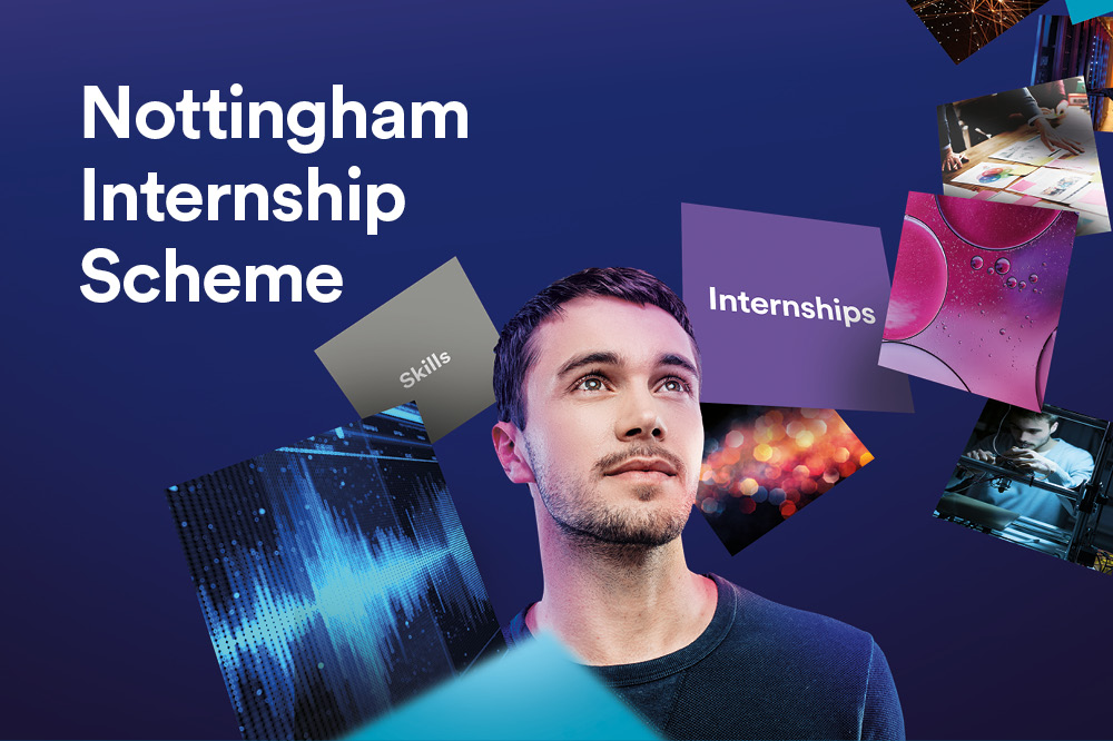 Image text 'Nottingham Internship Scheme' with young man