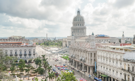 Aerial image of El Capitolio in Havana, Cuba