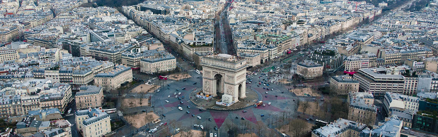 Aerial photo of the Arc de Triomphe, Paris, France