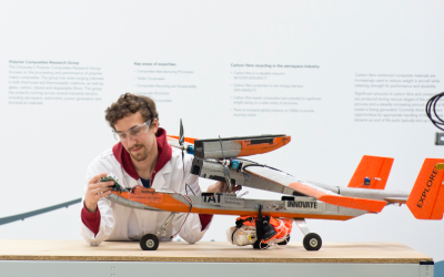 A student working on a model aeroplane