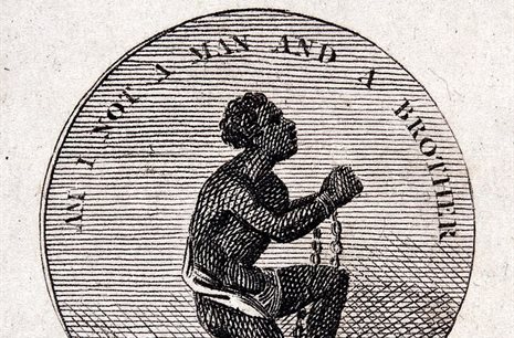 Illustration of an enslaved person with the caption 'Am I not a man and a brother?'