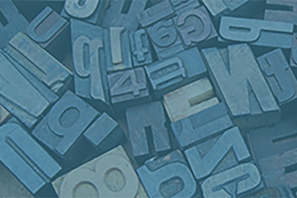Printing blocks of individual letters in different typefaces
