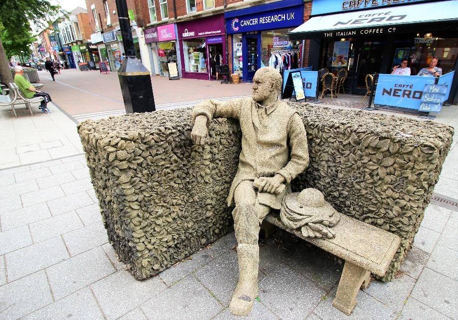 The Beeston Seat, a statue at the centre of Beeston High Street. Designed to as a quiet resting place on a busy street