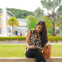 Studying behind the Social Sciences Building, Malaysia Campus