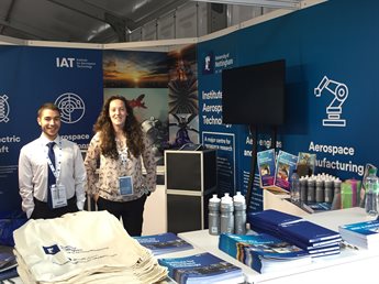 Two Nottingham students on the university Farnborough Airshow stand, 2018