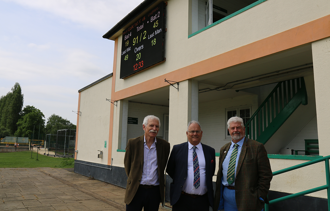 Chris (L), Tom (Centre) and Alan (R) in front of the new scoreboard. 