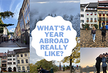 Graphic image showing year abroad pictures and asks 'What's a year abroad really like?'