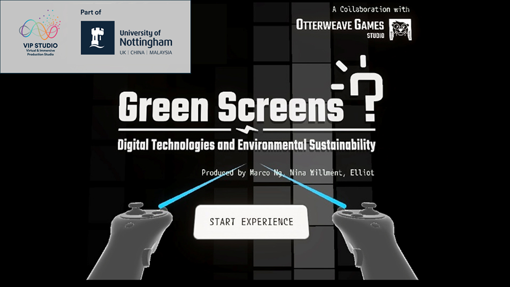 Opening scene of ‘Green Screens’ Digital Technology and Environmental Sustainability VR experience