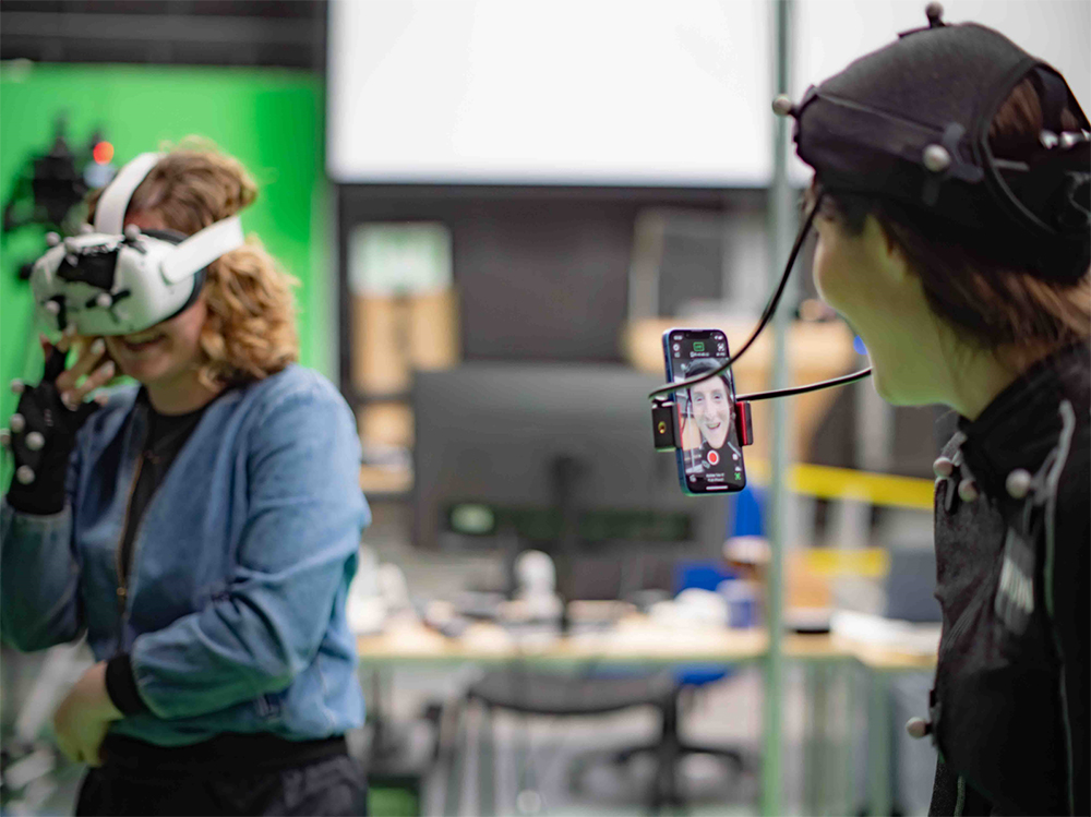 people with facial performance capture helmets