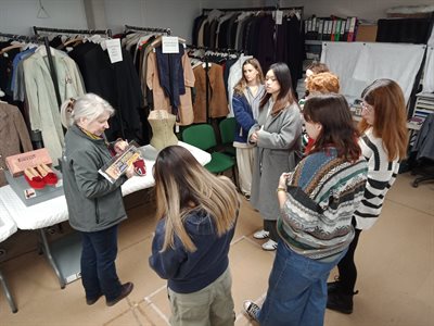 Sarah Nichol introducing the Fashion collection to students