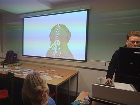 Matt Davies (right) walking us through the progress made on the 3D photogrammetry work so far, including a discussion of some of the challenges presented by some of the most distinctive museum objects.