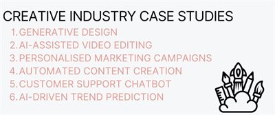 Case uses of AI in selected sectors of the creative industries.