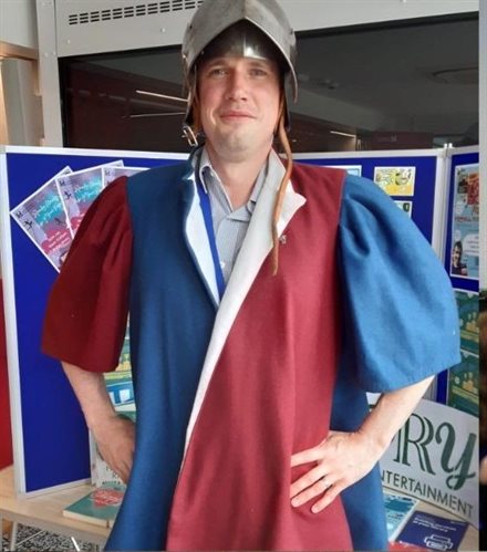 Tim Savage from LCC wearing Bosworth Battlefield Heritage Centre gear